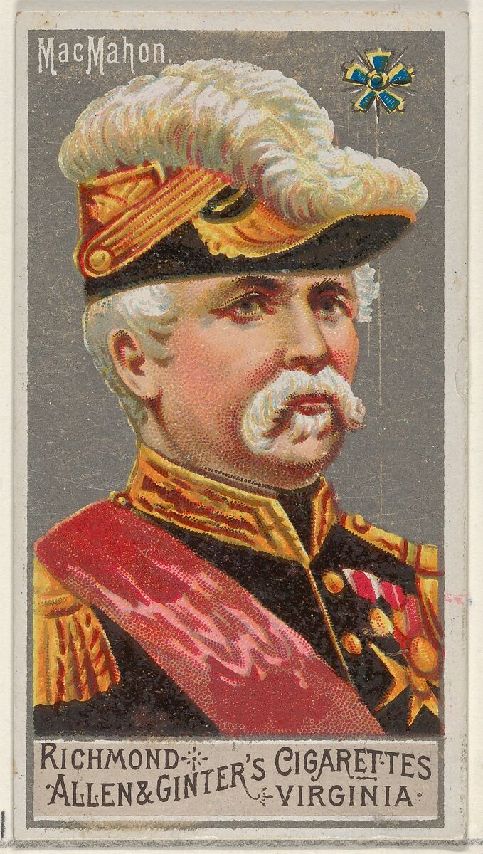 MacMahon, from the Great Generals series (N15) for Allen & Ginter Cigarettes Brands, Allen &amp; Ginter (American, Richmond, Virginia), Commercial color lithograph 