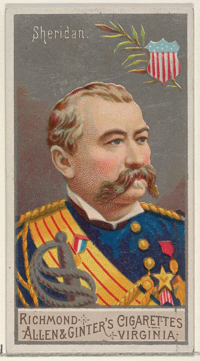 Philip Henry Sheridan, from the Great Generals series (N15) for Allen & Ginter Cigarettes Brands, Allen &amp; Ginter (American, Richmond, Virginia), Commercial color lithograph 