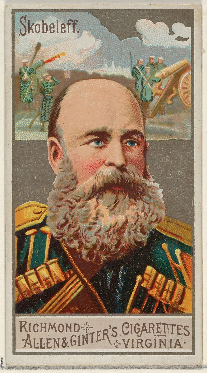 Mikhail Dmitrievich Skobelev, from the Great Generals series (N15) for Allen & Ginter Cigarettes Brands, Allen &amp; Ginter (American, Richmond, Virginia), Commercial color lithograph 