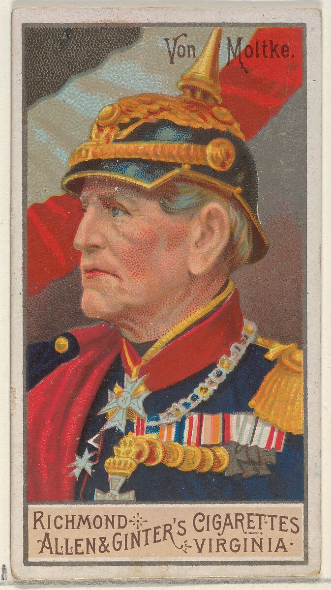 Helmuth Karl Bernhard Graf von Moltke, from the Great Generals series (N15) for Allen & Ginter Cigarettes Brands, Allen &amp; Ginter (American, Richmond, Virginia), Commercial color lithograph 