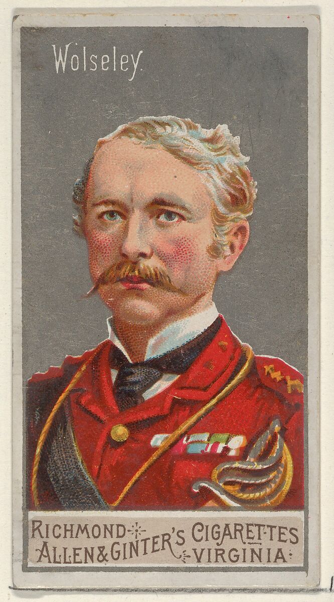 Garnet Joseph Wolseley, from the Great Generals series (N15) for Allen & Ginter Cigarettes Brands, Allen &amp; Ginter (American, Richmond, Virginia), Commercial color lithograph 