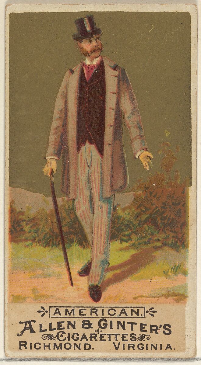 American, from the Natives in Costume series (N16) for Allen & Ginter Cigarettes Brands, Allen &amp; Ginter (American, Richmond, Virginia), Commercial color lithograph 