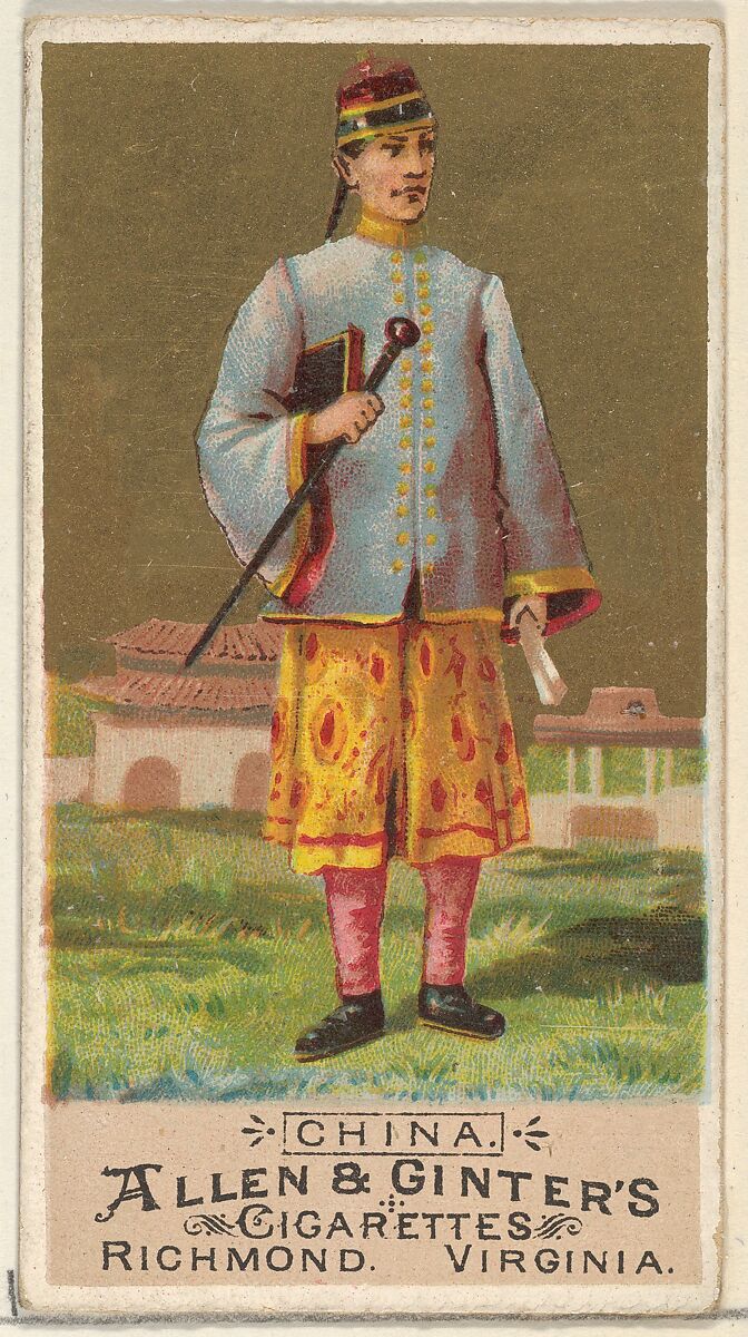 China, from the Natives in Costume series (N16) for Allen & Ginter Cigarettes Brands, Allen &amp; Ginter (American, Richmond, Virginia), Commercial color lithograph 