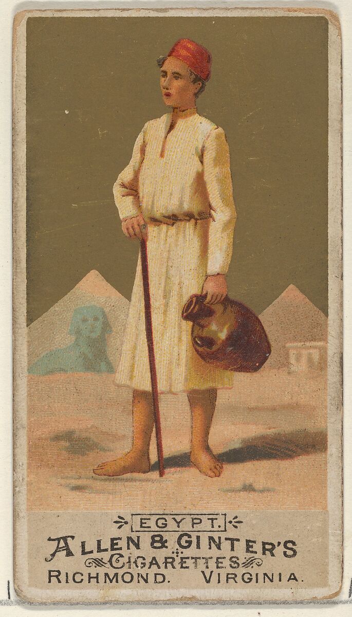 Egypt, from the Natives in Costume series (N16) for Allen & Ginter Cigarettes Brands, Allen &amp; Ginter (American, Richmond, Virginia), Commercial color lithograph 