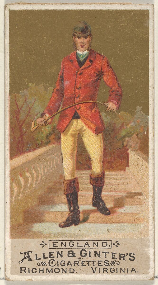 England, from the Natives in Costume series (N16) for Allen & Ginter Cigarettes Brands, Allen &amp; Ginter (American, Richmond, Virginia), Commercial color lithograph 
