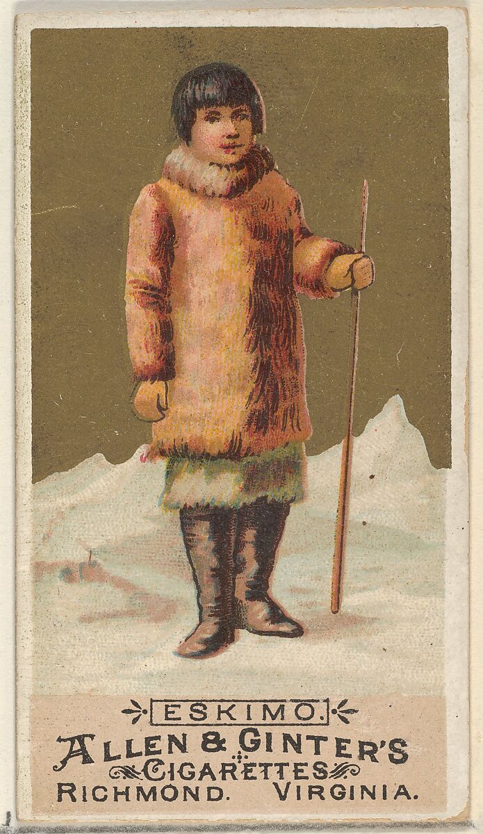 Eskimo, from the Natives in Costume series (N16) for Allen & Ginter Cigarettes Brands, Allen &amp; Ginter (American, Richmond, Virginia), Commercial color lithograph 
