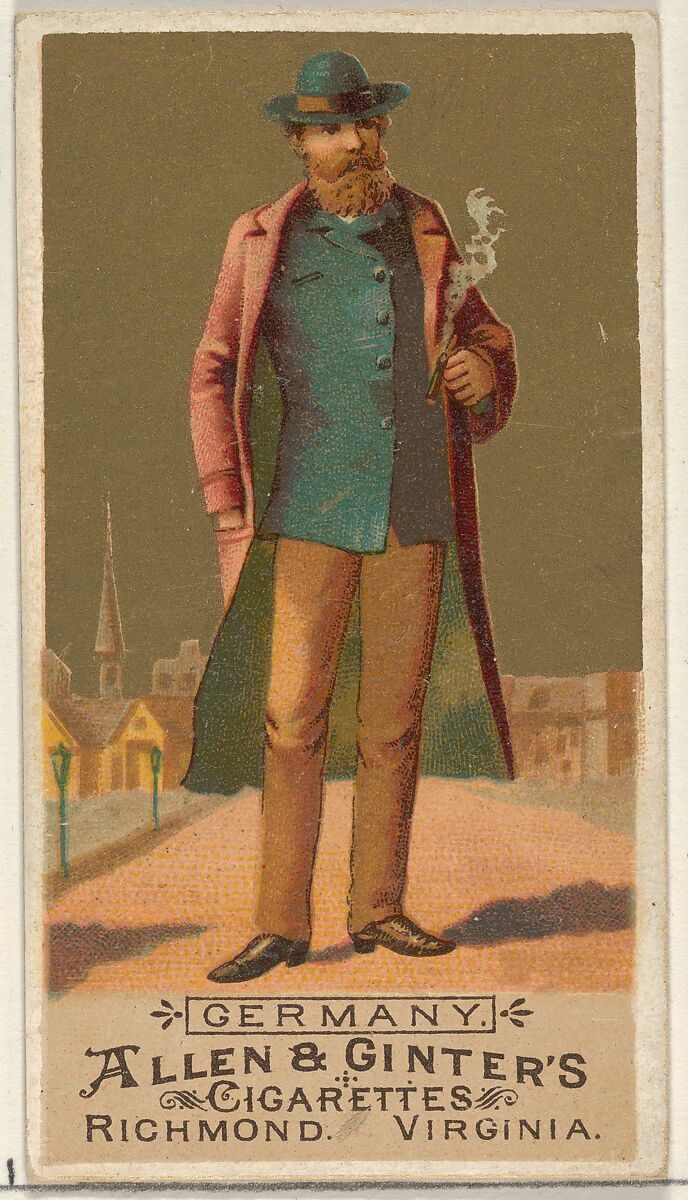 Germany, from the Natives in Costume series (N16) for Allen & Ginter Cigarettes Brands, Allen &amp; Ginter (American, Richmond, Virginia), Commercial color lithograph 
