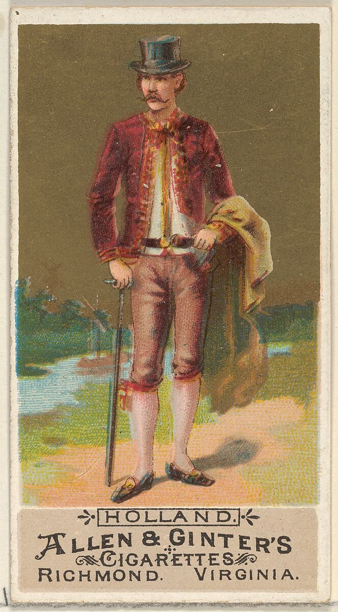 Holland, from the Natives in Costume series (N16) for Allen & Ginter Cigarettes Brands, Allen &amp; Ginter (American, Richmond, Virginia), Commercial color lithograph 
