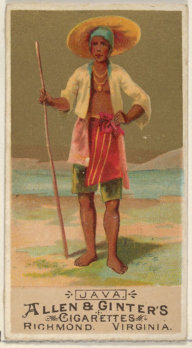 Java, from the Natives in Costume series (N16) for Allen & Ginter Cigarettes Brands, Allen &amp; Ginter (American, Richmond, Virginia), Commercial color lithograph 