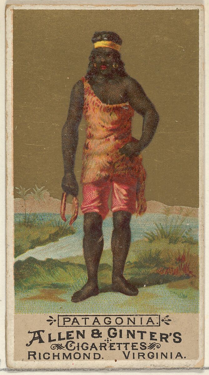 Patagonia, from the Natives in Costume series (N16) for Allen & Ginter Cigarettes Brands, Allen &amp; Ginter (American, Richmond, Virginia), Commercial color lithograph 
