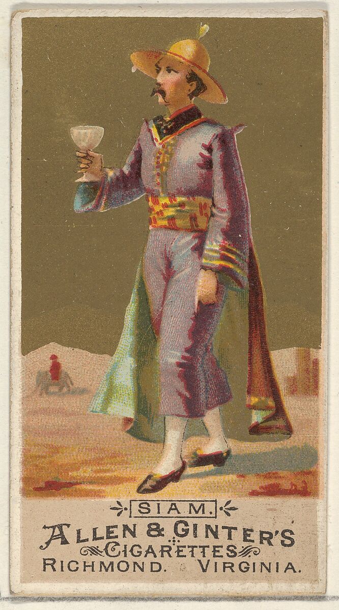 Siam, from the Natives in Costume series (N16) for Allen & Ginter Cigarettes Brands, Allen &amp; Ginter (American, Richmond, Virginia), Commercial color lithograph 