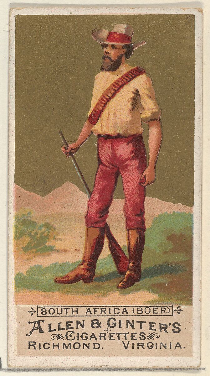 South Africa (Boer), from the Natives in Costume series (N16) for Allen & Ginter Cigarettes Brands, Allen &amp; Ginter (American, Richmond, Virginia), Commercial color lithograph 