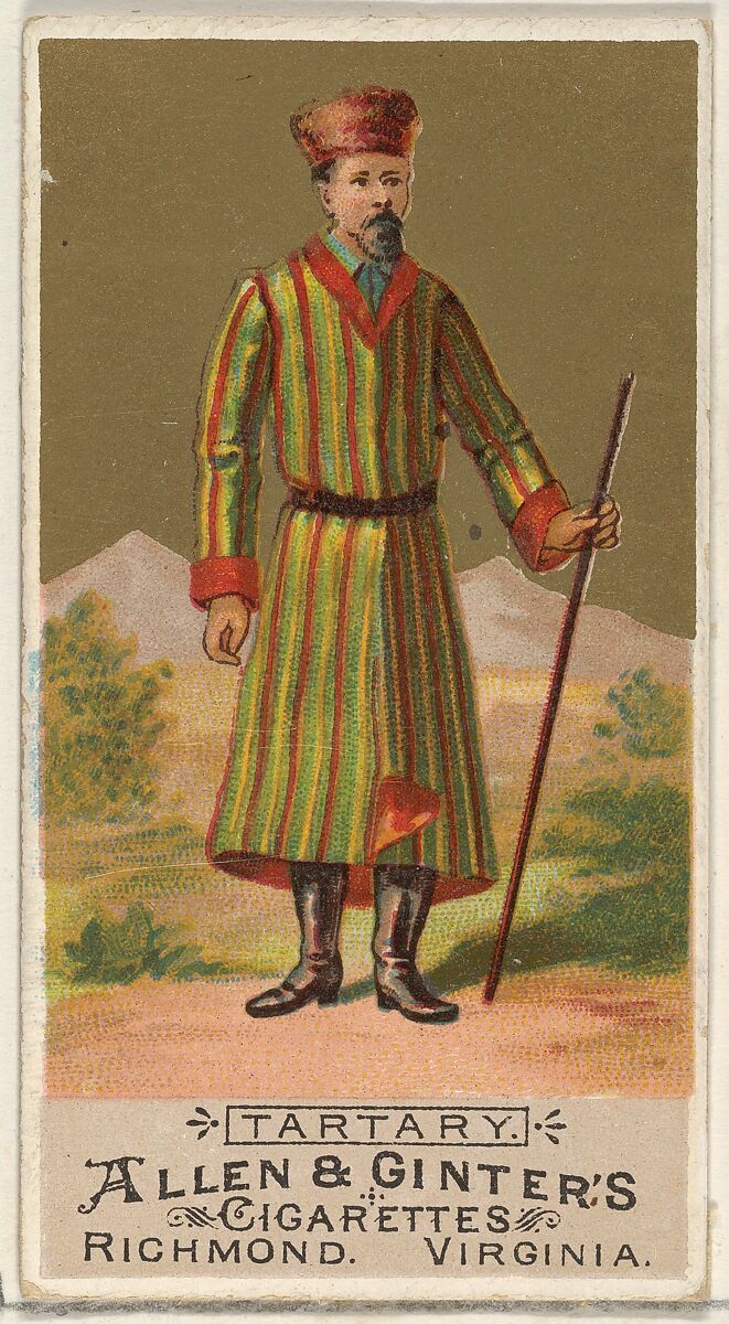 Tartary, from the Natives in Costume series (N16) for Allen & Ginter Cigarettes Brands, Allen &amp; Ginter (American, Richmond, Virginia), Commercial color lithograph 