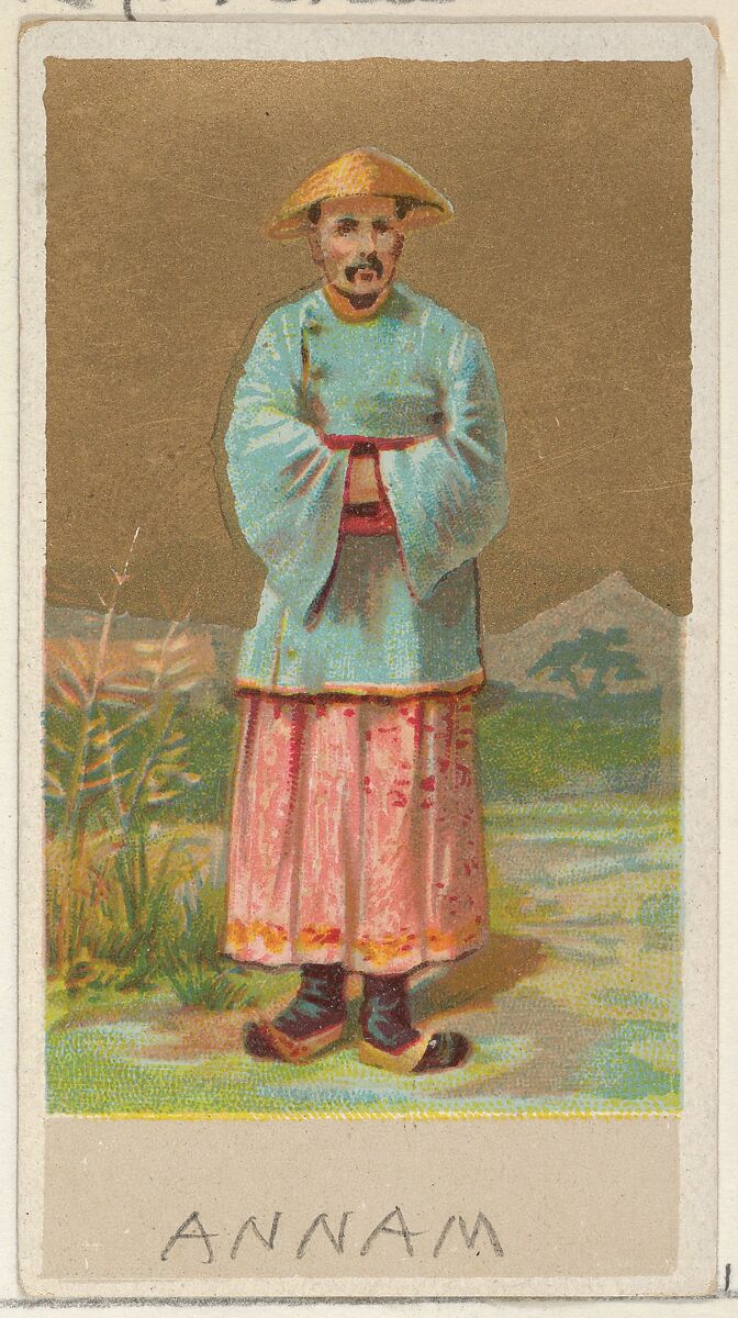 Annam, from the Natives in Costume series (N16), Teofani Issue, for Allen & Ginter Cigarettes Brands, Plates used from original issue by Allen &amp; Ginter (American, Richmond, Virginia), Commercial color lithograph 