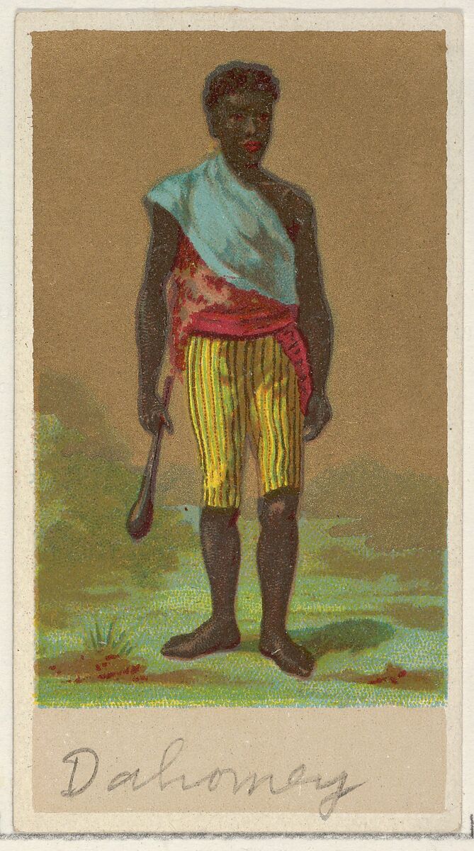 Dahomey, from the Natives in Costume series (N16), Teofani Issue, for Allen & Ginter Cigarettes Brands, Plates used from original issue by Allen &amp; Ginter (American, Richmond, Virginia), Commercial color lithograph 