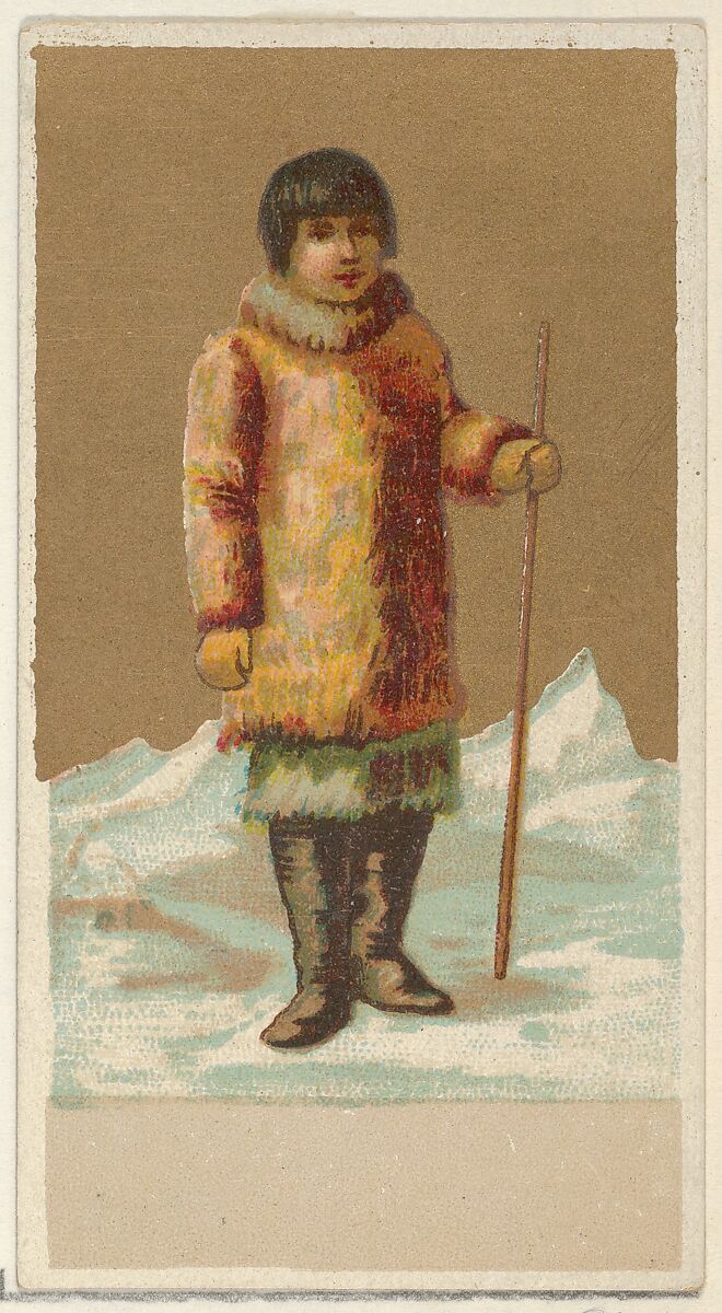 Eskimo, from the Natives in Costume series (N16), Teofani Issue, for Allen & Ginter Cigarettes Brands, Plates used from original issue by Allen &amp; Ginter (American, Richmond, Virginia), Commercial color lithograph 