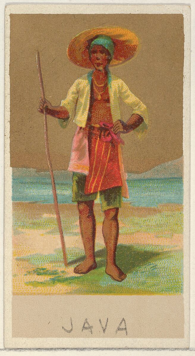 Java, from the Natives in Costume series (N16), Teofani Issue, for Allen & Ginter Cigarettes Brands, Plates used from original issue by Allen &amp; Ginter (American, Richmond, Virginia), Commercial color lithograph 