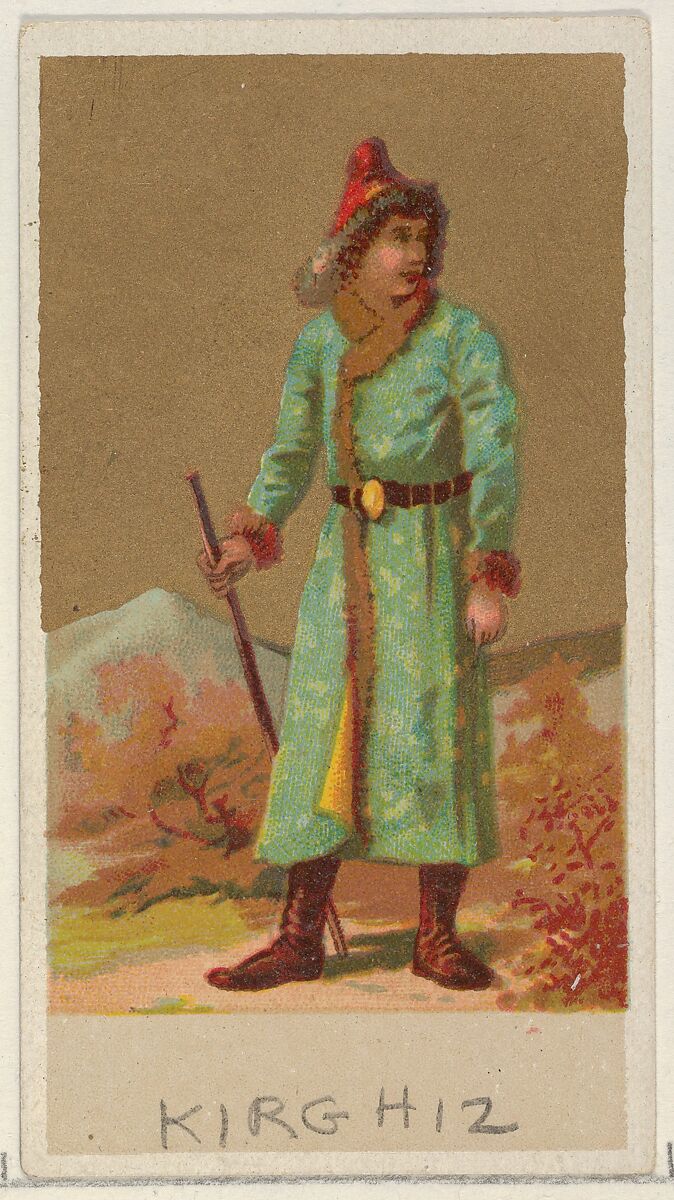 Kirghiz, from the Natives in Costume series (N16), Teofani Issue, for Allen & Ginter Cigarettes Brands, Plates used from original issue by Allen &amp; Ginter (American, Richmond, Virginia), Commercial color lithograph 