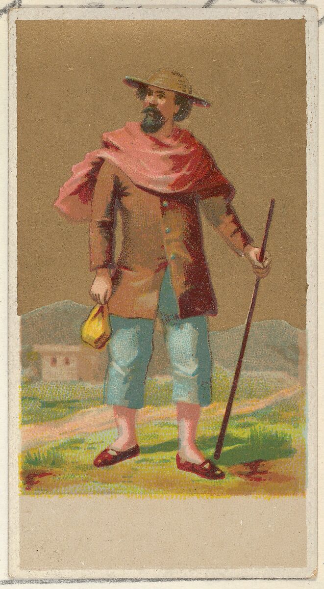 Peru, from the Natives in Costume series (N16), Teofani Issue, for Allen & Ginter Cigarettes Brands, Plates used from original issue by Allen &amp; Ginter (American, Richmond, Virginia), Commercial color lithograph 