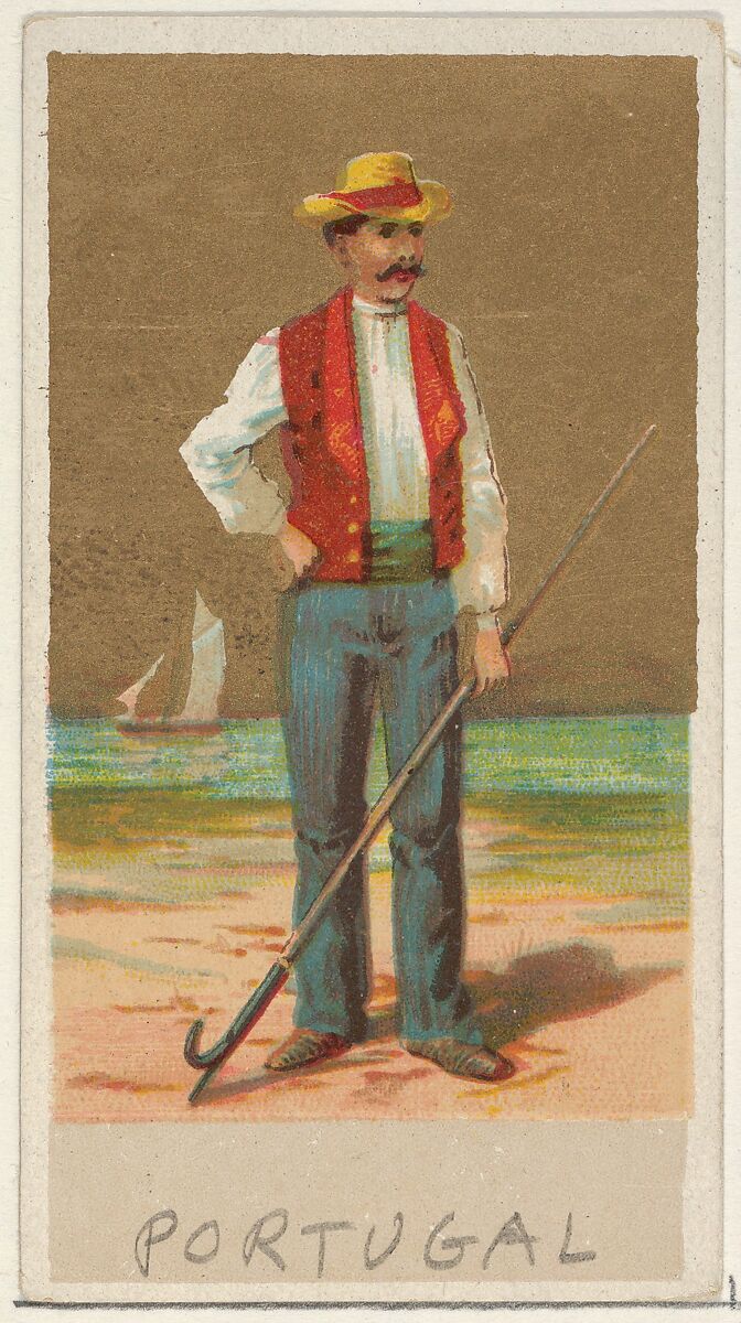 Portugal, from the Natives in Costume series (N16), Teofani Issue, for Allen & Ginter Cigarettes Brands, Plates used from original issue by Allen &amp; Ginter (American, Richmond, Virginia), Commercial color lithograph 