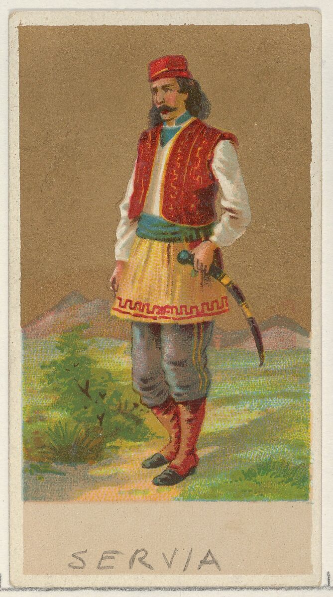 Serbia, from the Natives in Costume series (N16), Teofani Issue, for Allen & Ginter Cigarettes Brands, Plates used from original issue by Allen &amp; Ginter (American, Richmond, Virginia), Commercial color lithograph 