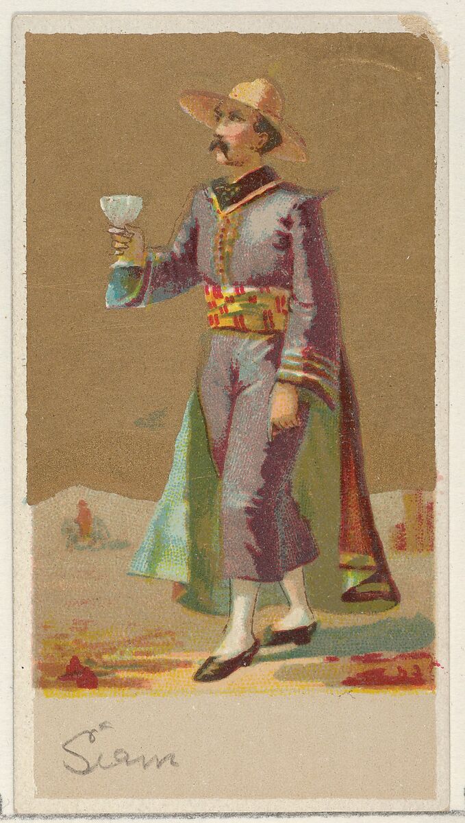 Siam, from the Natives in Costume series (N16), Teofani Issue, for Allen & Ginter Cigarettes Brands, Plates used from original issue by Allen &amp; Ginter (American, Richmond, Virginia), Commercial color lithograph 