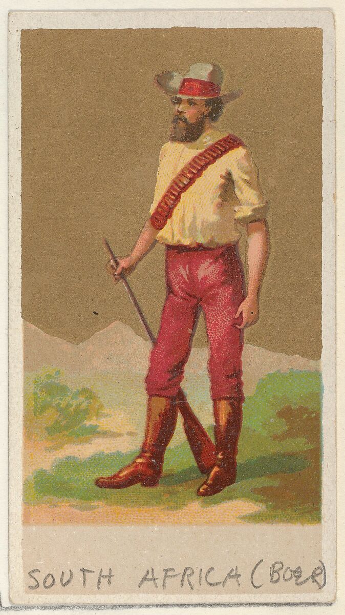 South Africa (Boer), from the Natives in Costume series (N16), Teofani Issue, for Allen & Ginter Cigarettes Brands, Plates used from original issue by Allen &amp; Ginter (American, Richmond, Virginia), Commercial color lithograph 