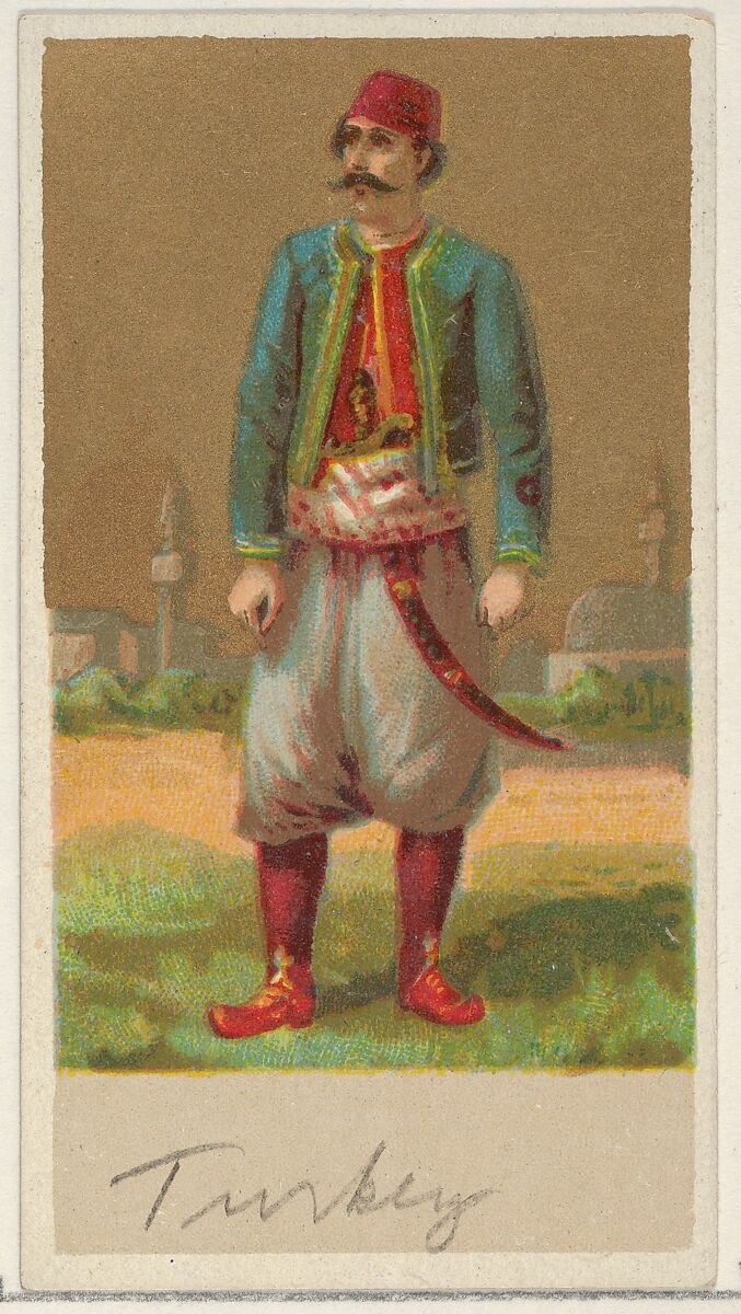 Turkey, from the Natives in Costume series (N16), Teofani Issue, for Allen & Ginter Cigarettes Brands, Plates used from original issue by Allen &amp; Ginter (American, Richmond, Virginia), Commercial color lithograph 