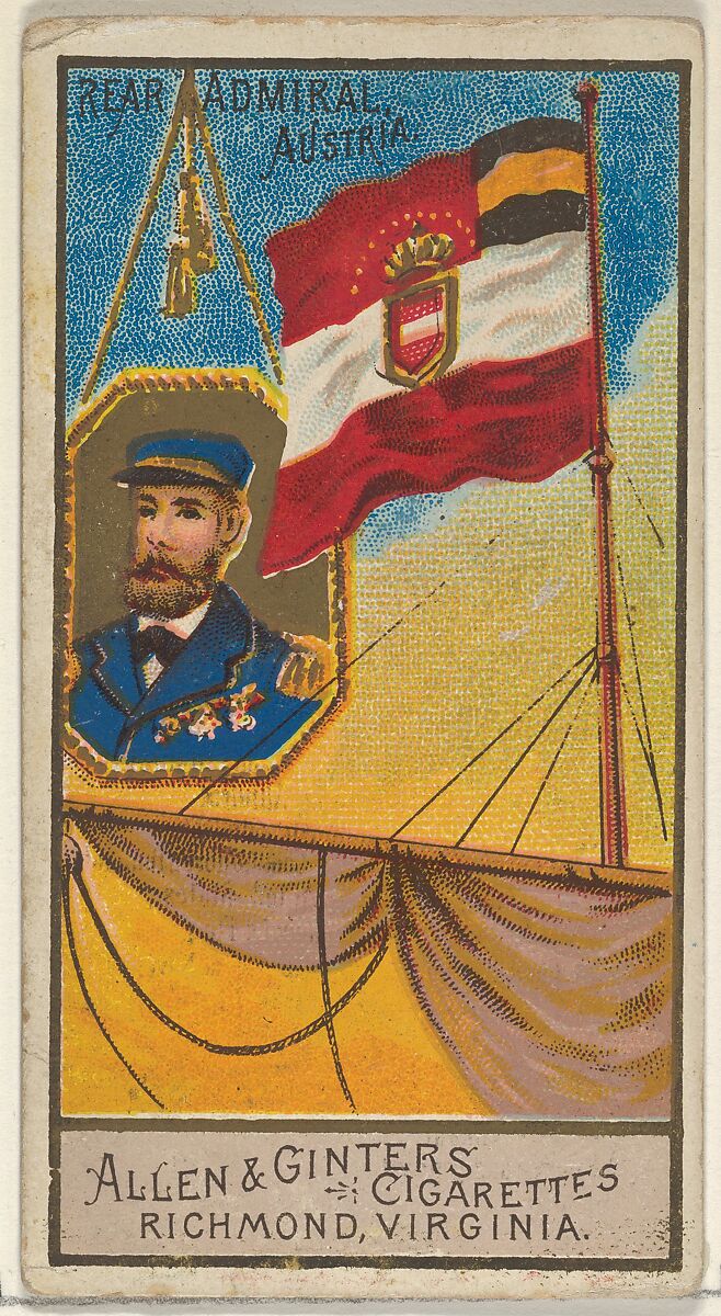 Rear Admiral, Austria, from the Naval Flags series (N17) for Allen & Ginter Cigarettes Brands, Allen &amp; Ginter (American, Richmond, Virginia), Commercial color lithograph 