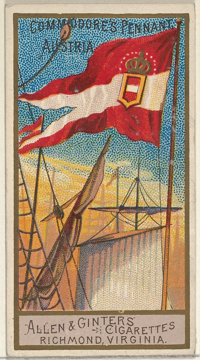 Commodore's Pennant, Austria, from the Naval Flags series (N17) for Allen & Ginter Cigarettes Brands, Allen &amp; Ginter (American, Richmond, Virginia), Commercial color lithograph 