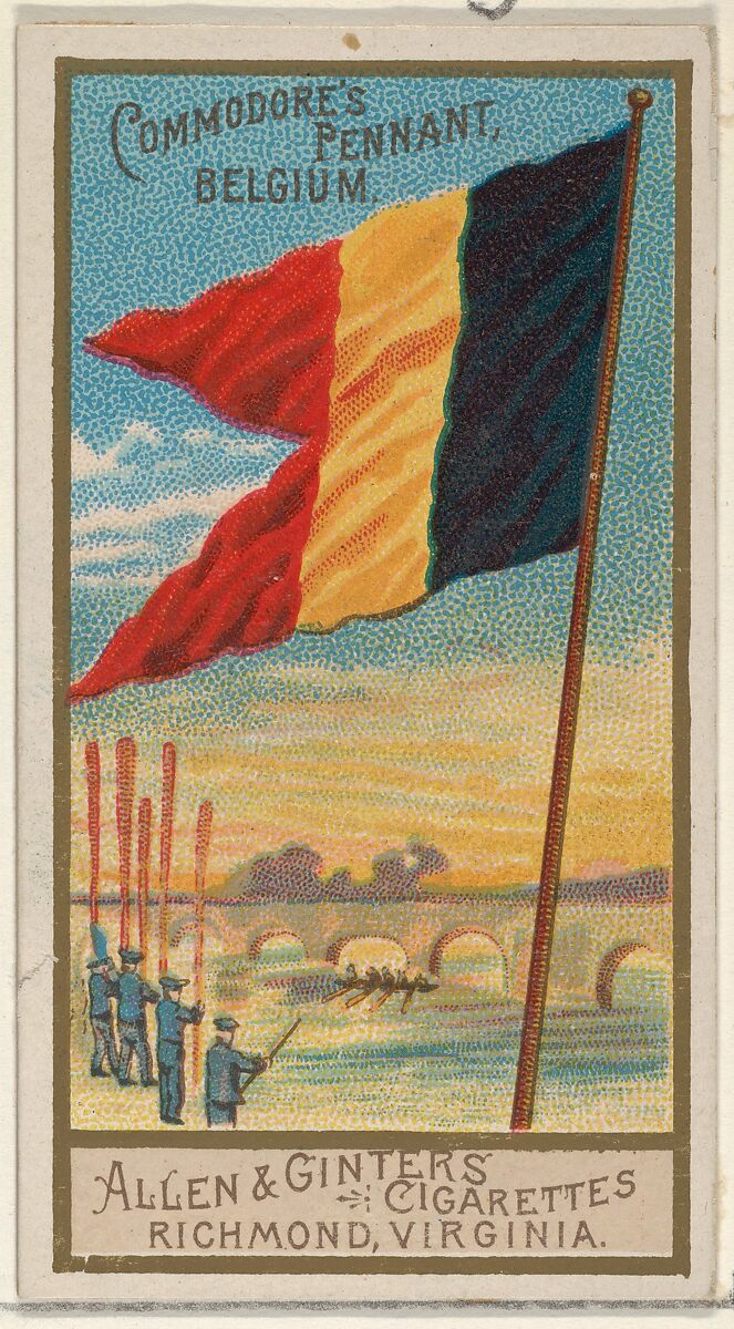 Commodore's Pennant, Belgium, from the Naval Flags series (N17) for Allen & Ginter Cigarettes Brands, Allen &amp; Ginter (American, Richmond, Virginia), Commercial color lithograph 