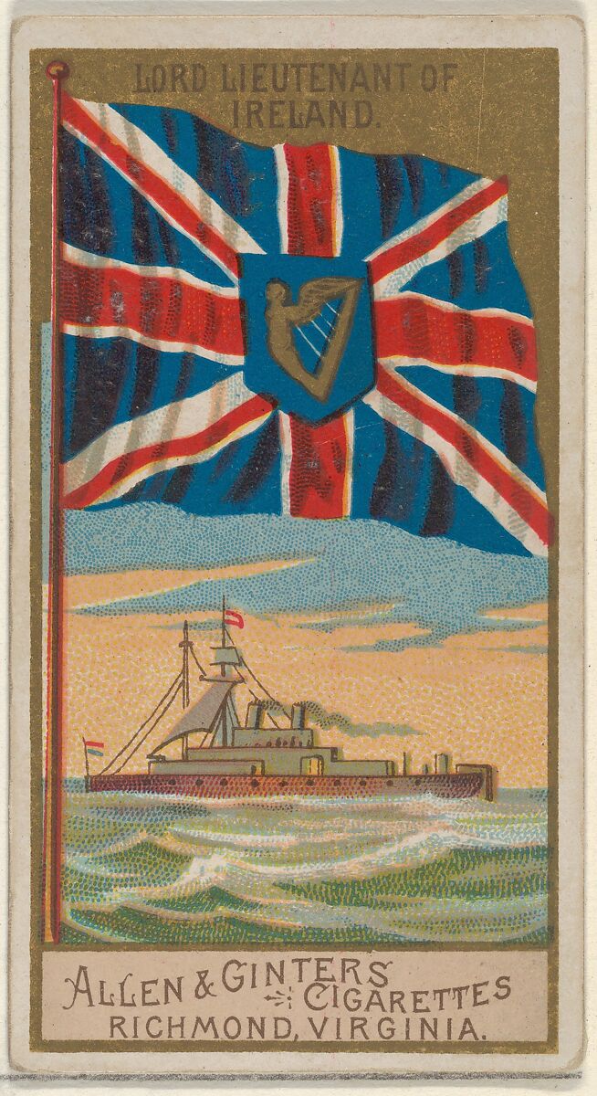 Lord Lieutenant of Ireland, from the Naval Flags series (N17) for Allen & Ginter Cigarettes Brands, Allen &amp; Ginter (American, Richmond, Virginia), Commercial color lithograph 