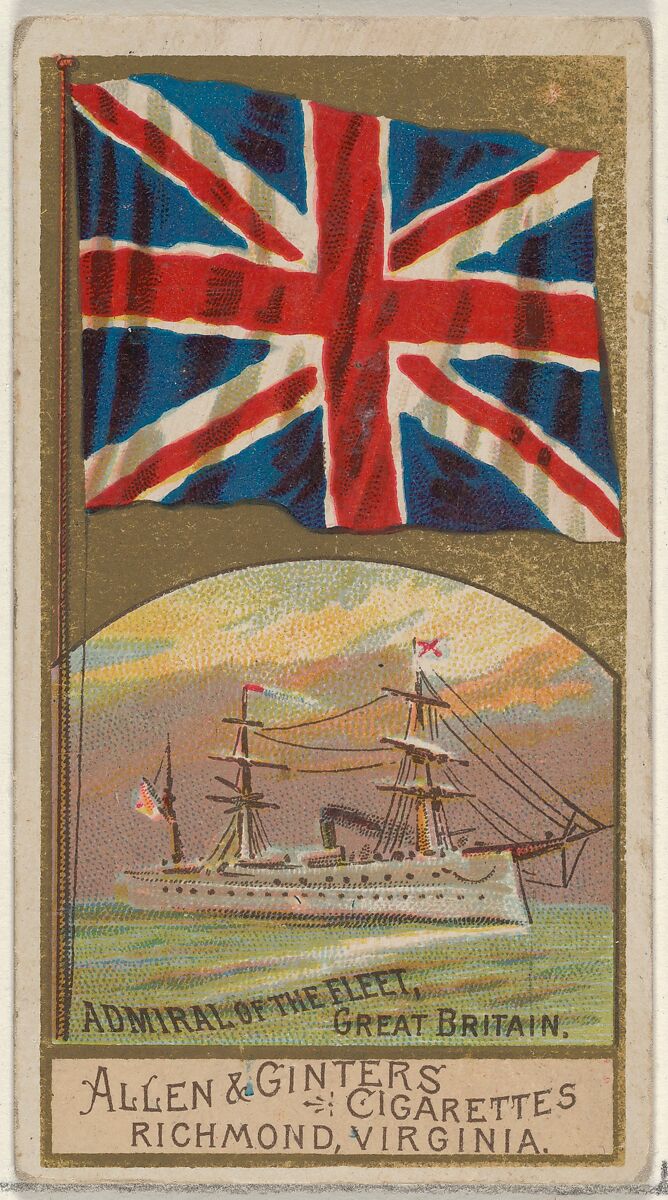 Admiral of the Fleet, Great Britain, from the Naval Flags series (N17) for Allen & Ginter Cigarettes Brands, Allen &amp; Ginter (American, Richmond, Virginia), Commercial color lithograph 