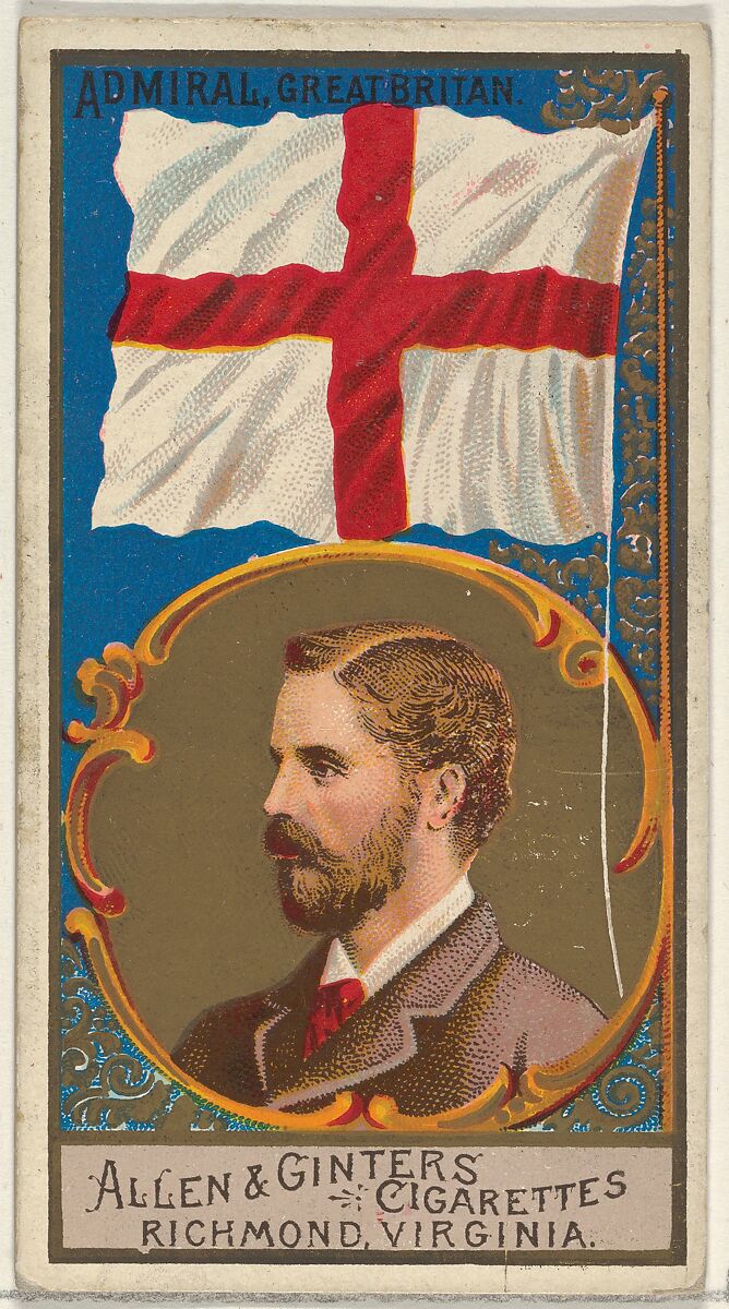 Admiral, Great Britain, from the Naval Flags series (N17) for Allen & Ginter Cigarettes Brands, Allen &amp; Ginter (American, Richmond, Virginia), Commercial color lithograph 