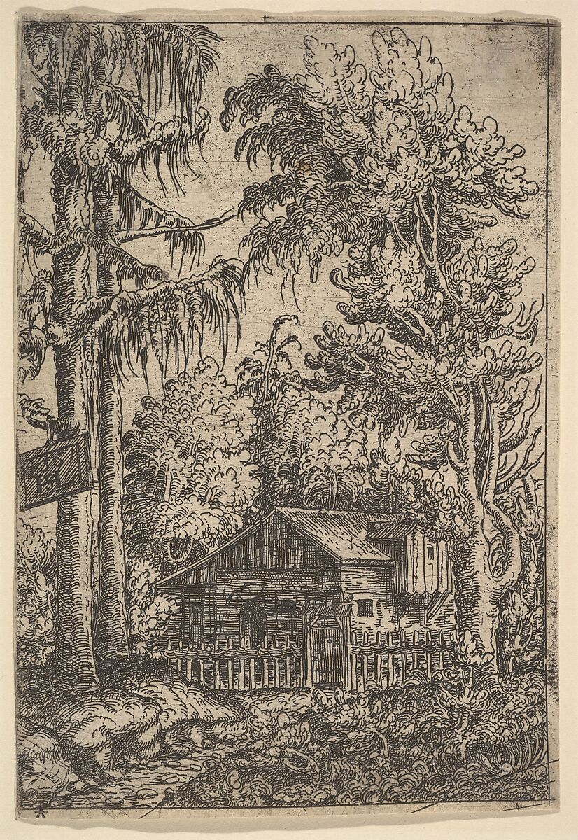 Cabin Among Trees, Hanns Lautensack (German, Bamberg (?) ca. 1520–1564/66 Vienna), Etching 