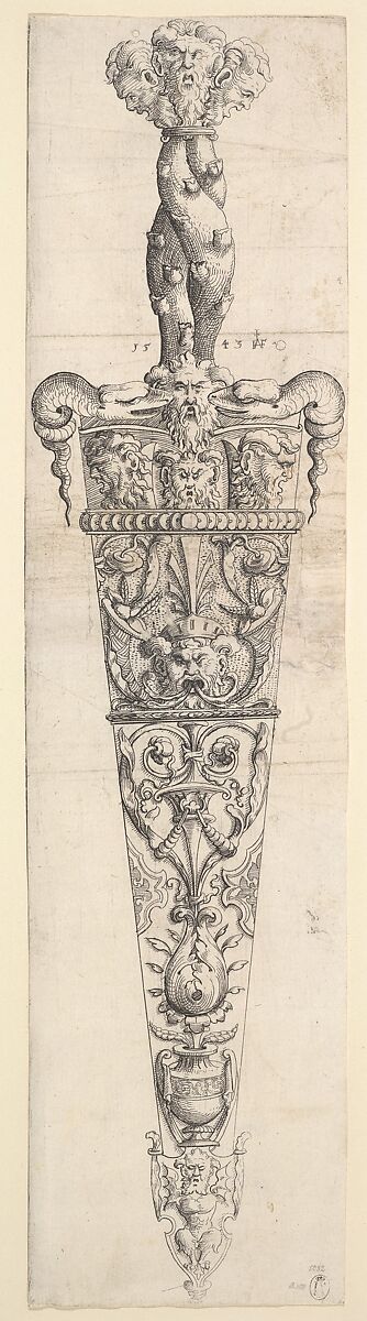 (Design for a Dagger and Sheath), Augustin Hirschvogel (German, Nuremberg 1503–1553 Vienna), Etching 