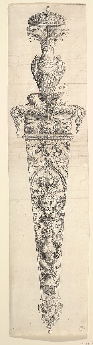 (Design for a Dagger and Sheath), Augustin Hirschvogel (German, Nuremberg 1503–1553 Vienna), Etching 