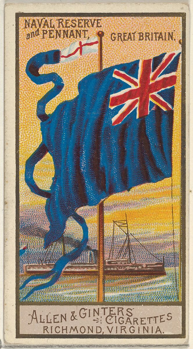 Naval Reserve and Pennant, Great Britain, from the Naval Flags series (N17) for Allen & Ginter Cigarettes Brands, Allen &amp; Ginter (American, Richmond, Virginia), Commercial color lithograph 