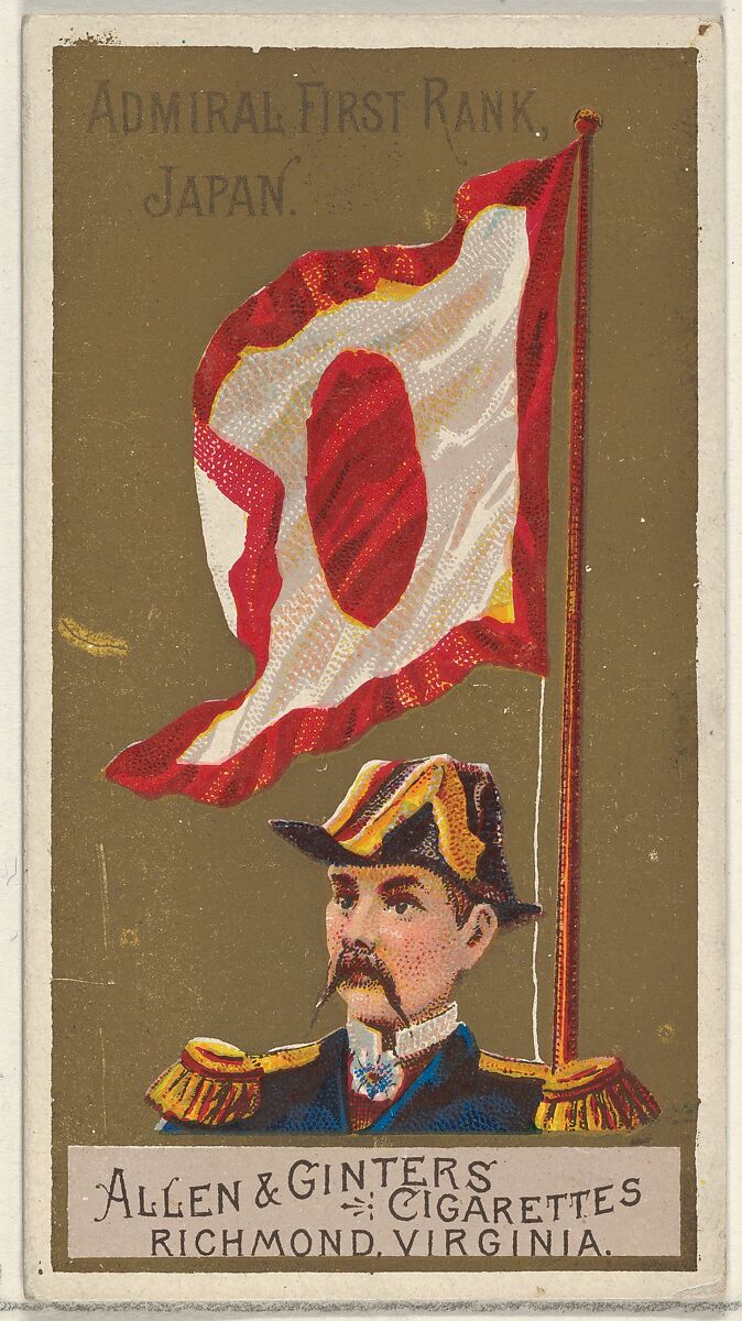 Admiral First Rank, Japan, from the Naval Flags series (N17) for Allen & Ginter Cigarettes Brands, Allen &amp; Ginter (American, Richmond, Virginia), Commercial color lithograph 
