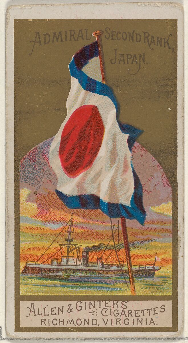 Admiral Second Rank, Japan, from the Naval Flags series (N17) for Allen & Ginter Cigarettes Brands, Allen &amp; Ginter (American, Richmond, Virginia), Commercial color lithograph 