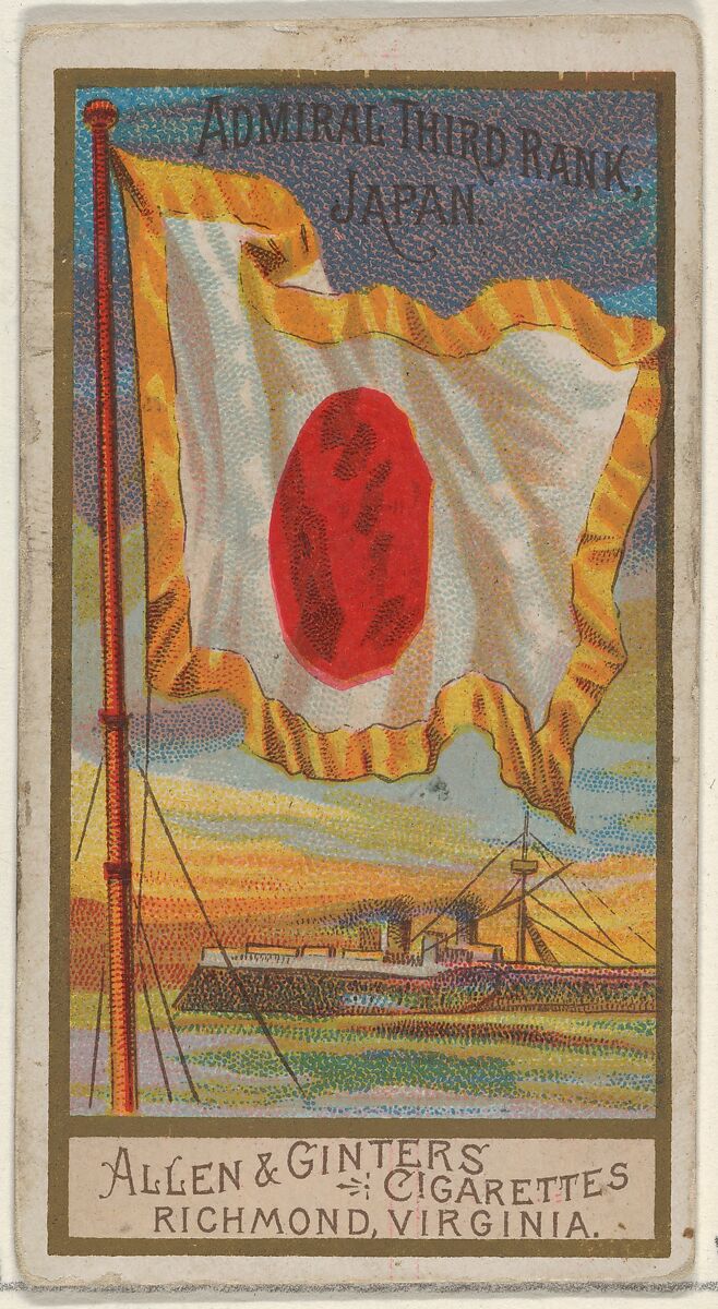 Admiral Third Rank, Japan, from the Naval Flags series (N17) for Allen & Ginter Cigarettes Brands, Allen &amp; Ginter (American, Richmond, Virginia), Commercial color lithograph 