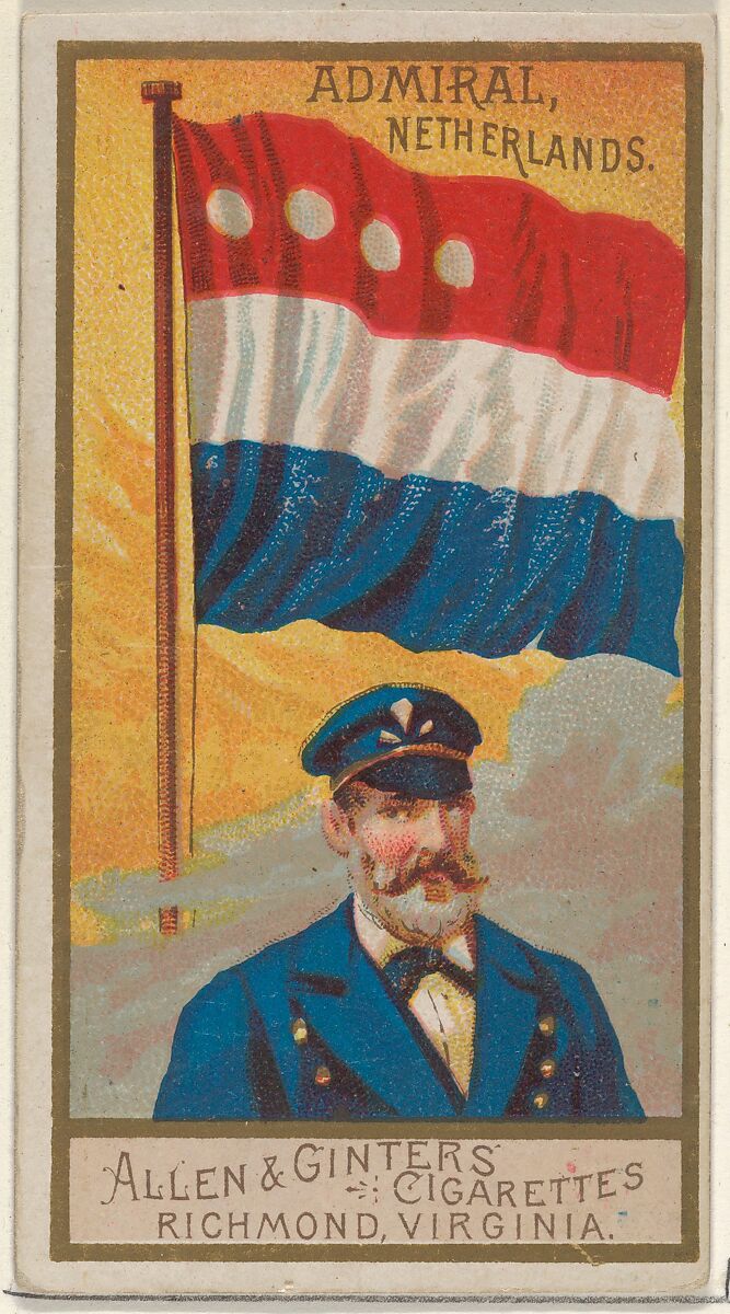 Admiral, Netherlands, from the Naval Flags series (N17) for Allen & Ginter Cigarettes Brands, Allen &amp; Ginter (American, Richmond, Virginia), Commercial color lithograph 