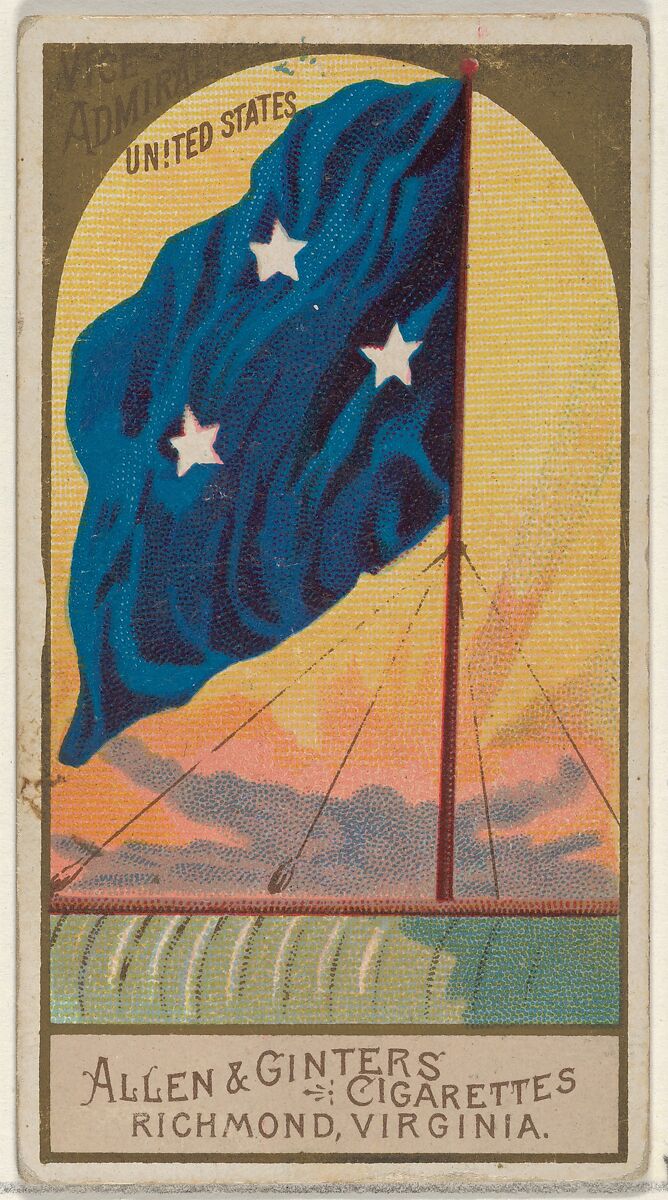 Vice-Admiral, United States, from the Naval Flags series (N17) for Allen & Ginter Cigarettes Brands, Allen &amp; Ginter (American, Richmond, Virginia), Commercial color lithograph 
