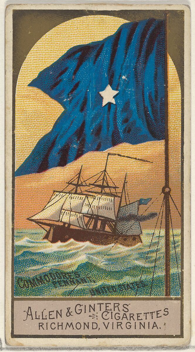 Commodore's Pennant, United States, from the Naval Flags series (N17) for Allen & Ginter Cigarettes Brands, Allen &amp; Ginter (American, Richmond, Virginia), Commercial color lithograph 