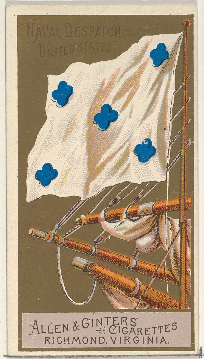 Naval Dispatch, United States, from the Naval Flags series (N17) for Allen & Ginter Cigarettes Brands, Allen &amp; Ginter (American, Richmond, Virginia), Commercial color lithograph 