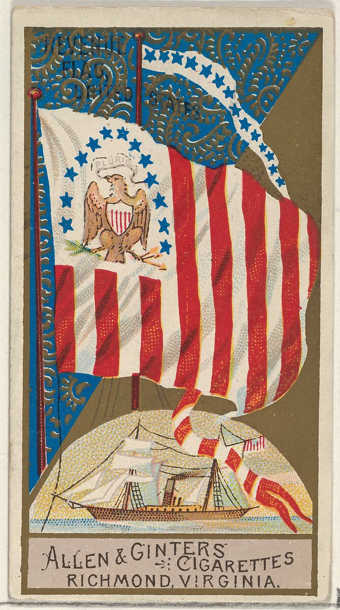 Revenue Flag, United States, from the Naval Flags series (N17) for Allen & Ginter Cigarettes Brands, Allen &amp; Ginter (American, Richmond, Virginia), Commercial color lithograph 