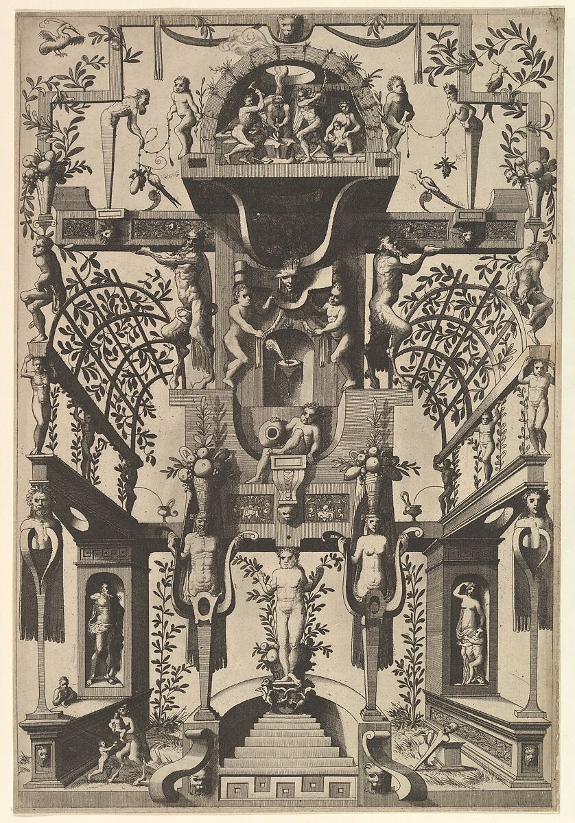 Modern Grotesque Decoration, Johannes van Doetecum I (Netherlandish, 1528/32–1605), Etching 