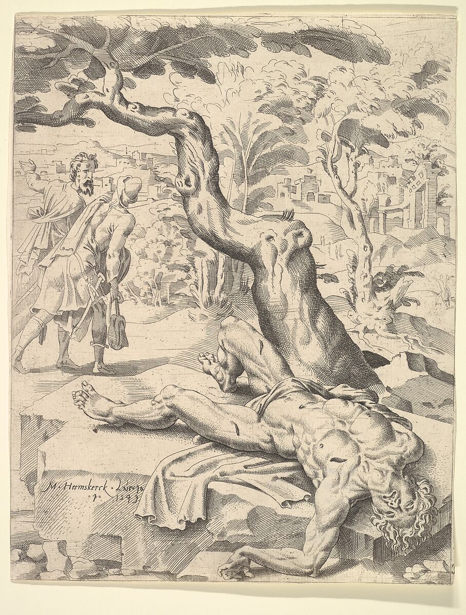The Parable of the Good Samaritan, After Maarten van Heemskerck (Netherlandish, Heemskerck 1498–1574 Haarlem), Etching 