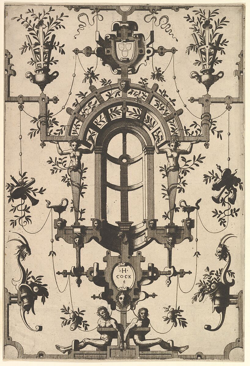 Modern Grotesque with Strapwork, Johannes van Doetecum I (Netherlandish, 1528/32–1605), Etching 