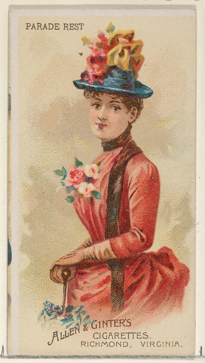 Parade Rest, from the Parasol Drills series (N18) for Allen & Ginter Cigarettes Brands, Allen &amp; Ginter (American, Richmond, Virginia), Commercial color lithograph 